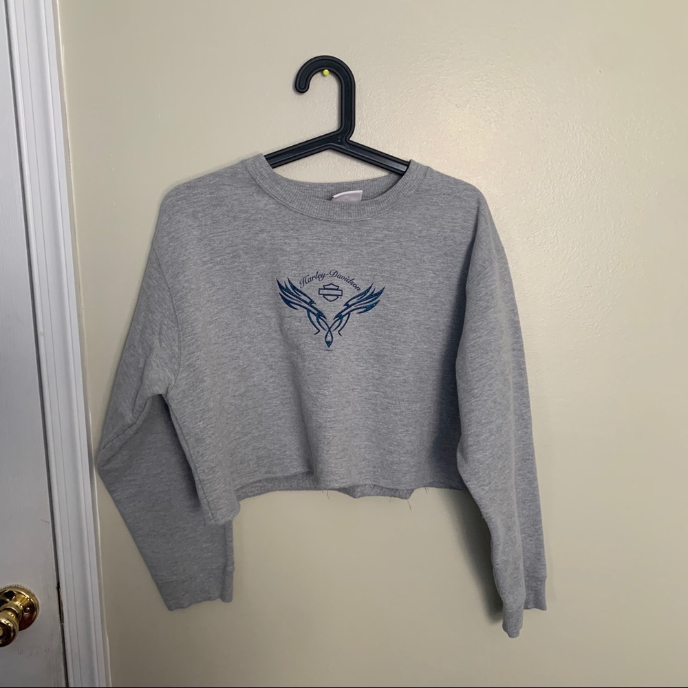 Cropped Harley Davidson Vintage Sweater Sz XL